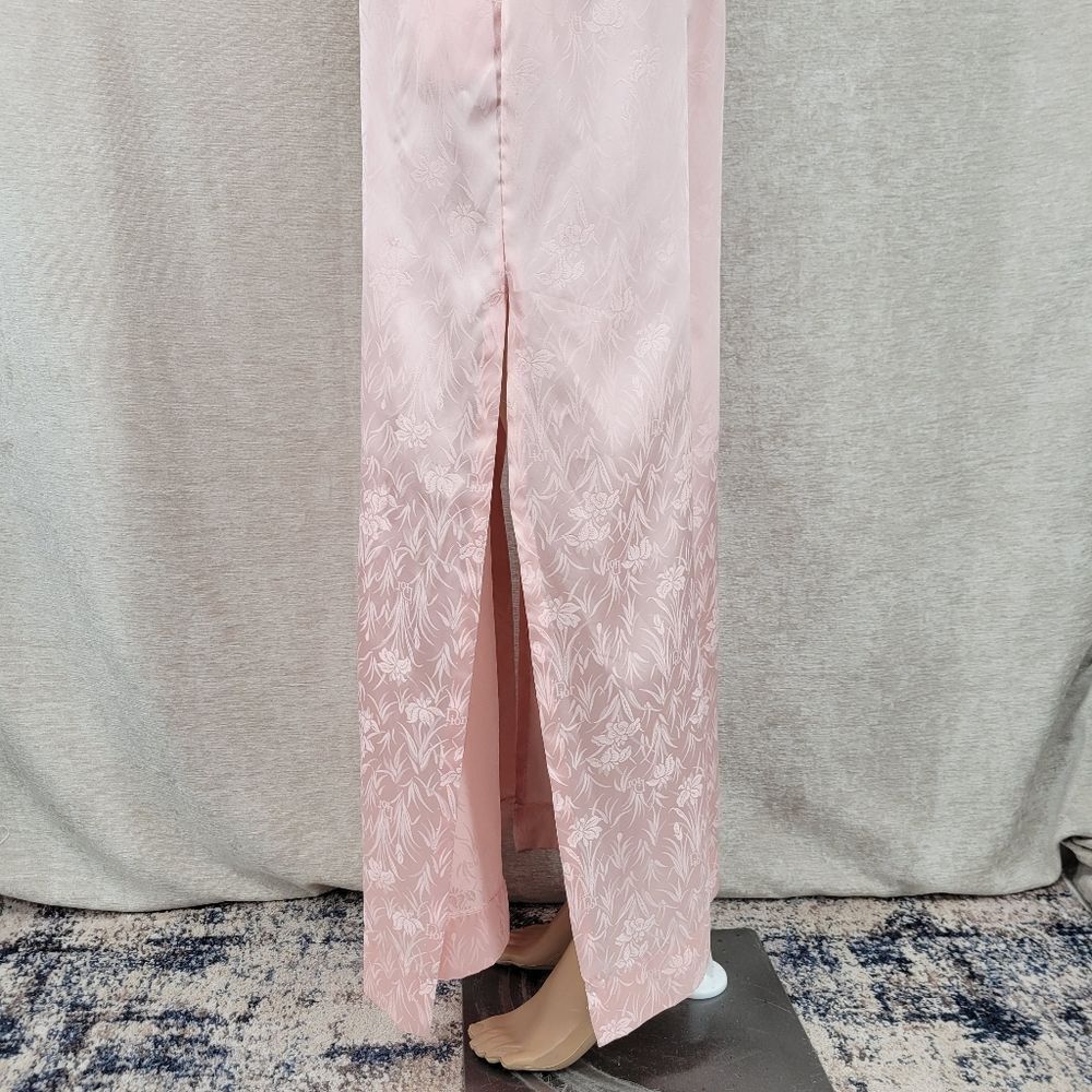 Dior Vintage Pink Satin Kimono Robe All Over Dior Logo and Floral Jacquard - Picture 7 of 14